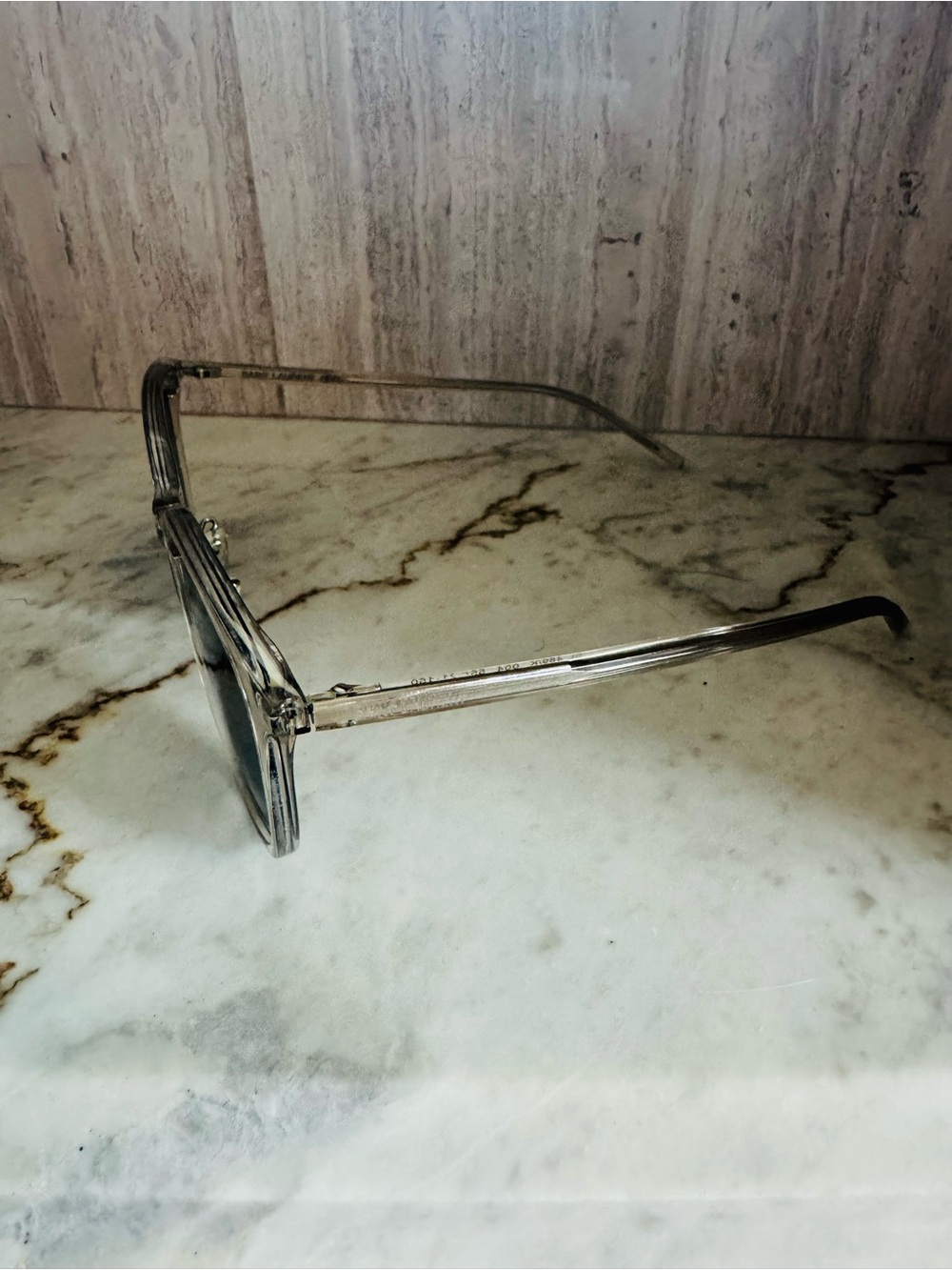 Saint Laurent Clear Frame Sunglasses with Silver Mirrored Lenses - Picture 6 of 14